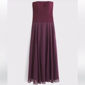 Abercrombie Plum Floor Length Strapless Drop Waist Formal Dress size Medium Tall
